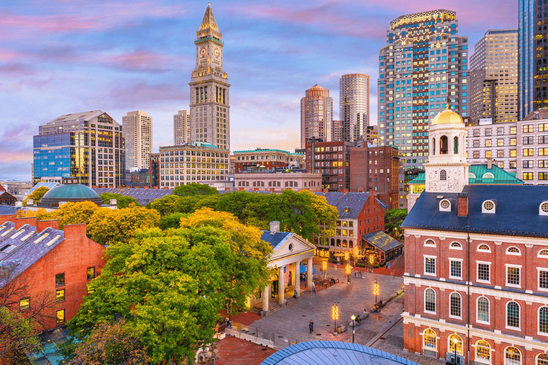 Outside Faneuil Hall and Quincy Market