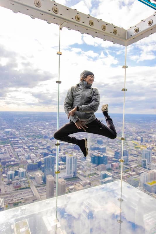 Person Jumping in The Ledge of Chicago Skydeck